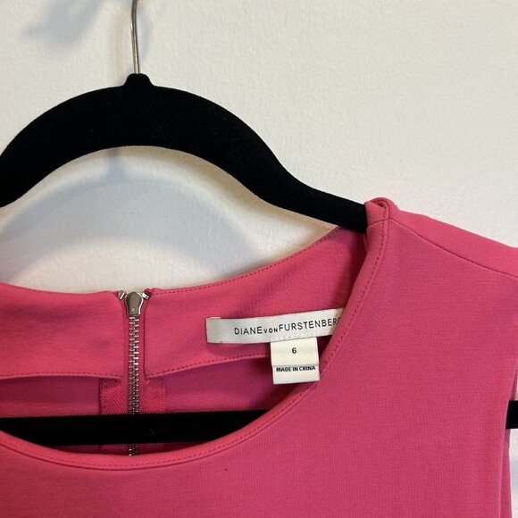 DVF DIANE von FURSTENBERG Carpreena Pink Size 6 Ponte Mini Dress $325 - Picture 4 of 10